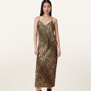 Allsaints - HERA LEOPARD PRINT 2-IN-1 MIDI DRESS